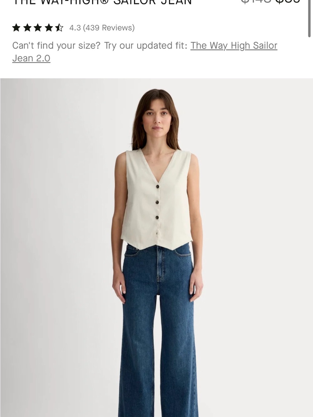 Sold out! Everlane Way-High Sailor Jean - Dark Blue, 28S (petite/cropped)